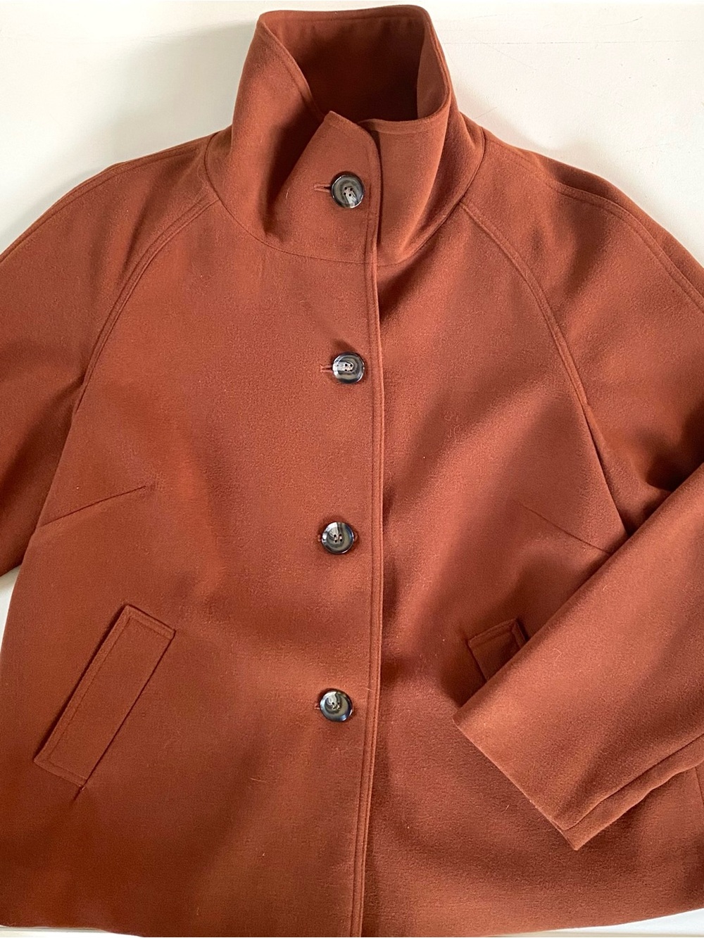 EVAN PICONE - Women’s Button-Front Jacket Coat in Rust Cognac - Picture 6 of 10